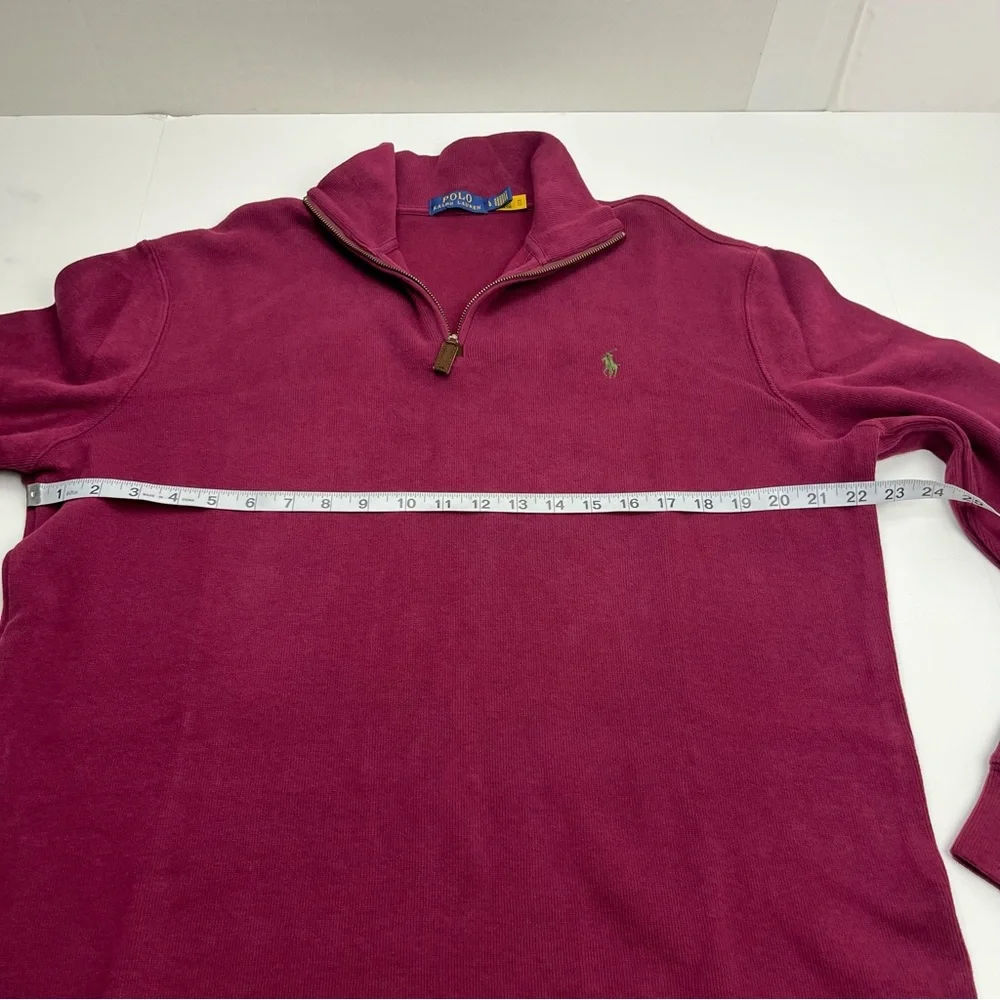 Polo Ralph Lauren Burgundy Maroon Quarter Zip‎ Pullover Mens Size Large Cotton
